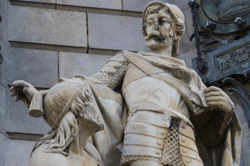 Elements of the monument to Columbus in Barcelona in Spain