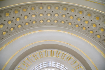 half of dome ceiling with gold accents