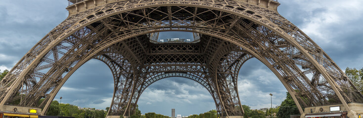 Fototapeta na wymiar Bottom of Eiffel Tower in Paris