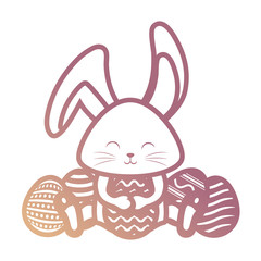 rabbit with  easter eggs vector illustration