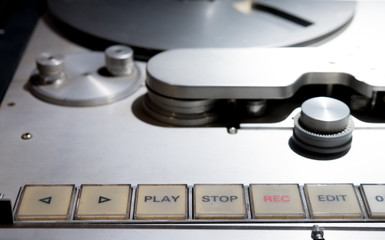 Vintage professional sound tape recorder switch detail