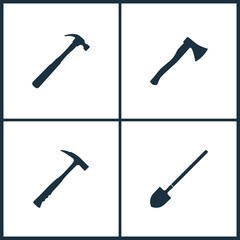 Vector Illustration Set Cinema Icons. Elements of Hammer, Ax, Hammer and Shovel icon