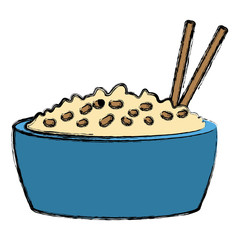 Rice bowl with chopstick icon vector illustration graphic design