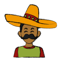 Mexican with hat icon vector illustration graphic design
