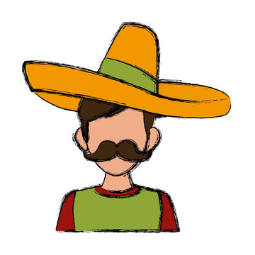 Mexican with hat icon vector illustration graphic design