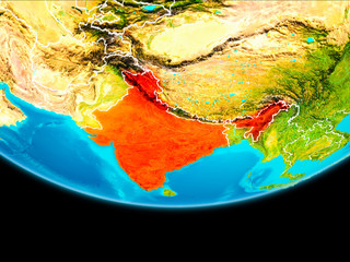 Satellite view of India