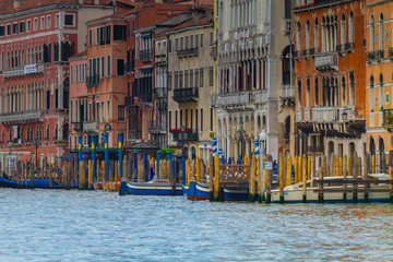 VENICE, ITALY - on May 5, 2016. View on Grand Canal, Venetian Landscape with boats and gondolas
