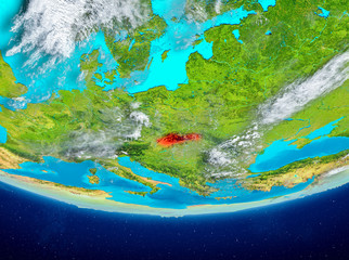 Fototapeta na wymiar Slovakia on globe from space