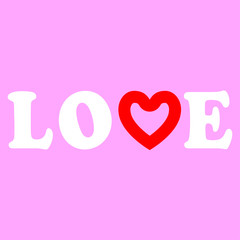 Love text design on pink background for Valentines Day