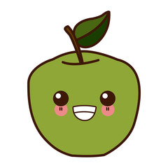 Apple fruit symbol kawaii cute cartoon vector illustration design