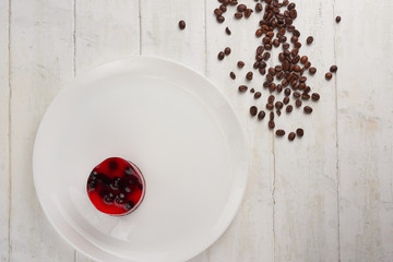 cake with jelly and currant on a plate