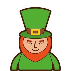 st. patricks day portrait of a smiling leprechaun vector illustration
