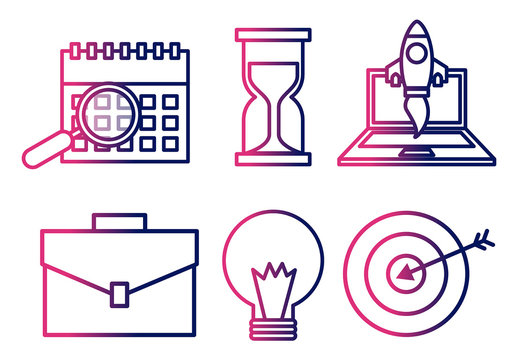 Gradient Business Startup and Strategy Icon Set