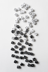 Black and White Dice on White Background