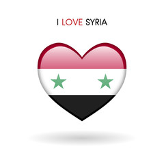 Love Syria symbol. Flag Heart Glossy icon on a white background