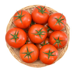 tomato isolated in basket on white background