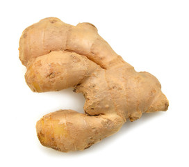 fresh ginger on a white background