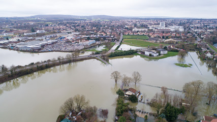 Inondations à Triel sur Seine, dans les Yvelines. Crue de la Seine du 30 Janvier 2018