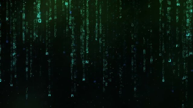 Futuristic Digital Letters Falling Down Background