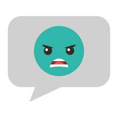 speech bubble with angry emoji vector illustration design