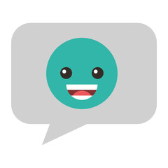 speech bubble with happy emoji vector illustration design