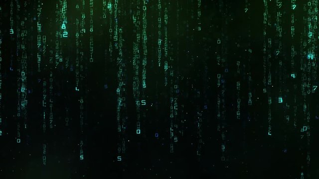 Futuristic Digital Numbers Falling Down Background