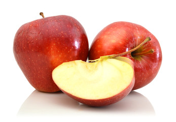 fresh red apples isolated on white background