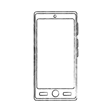 smartphone with blank screen icon image vector llustration design  black sketch line