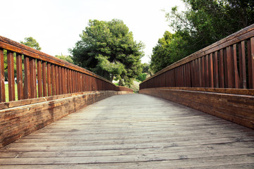 Bridge. Wooden bridge. Estepona, Costa del Sol, Andalusia, Spain.