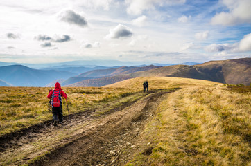Autumn mountains in cloudly day
