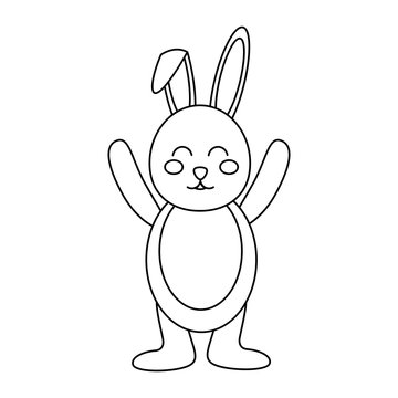 rabbit or bunny icon image vector illustration design  black line