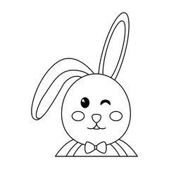 rabbit or bunny wink icon image vector illustration design  black line