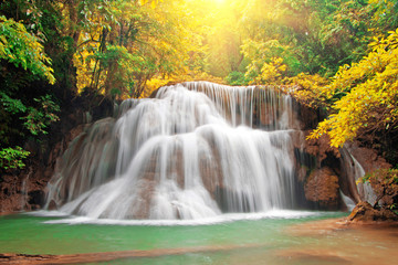 Fototapeta na wymiar Waterfall with sunray
