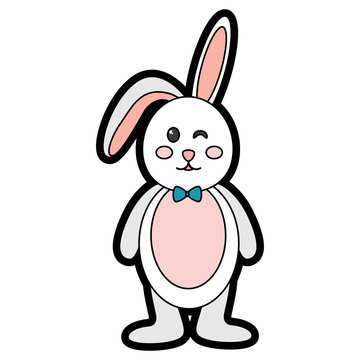 rabbit or bunny wink icon image vector illustration design 