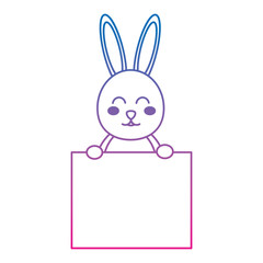 rabbit or bunny holding sign icon image vector illustration design  blue to purple line