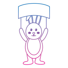 rabbit or bunny holding sign icon image vector illustration design  blue to purple line