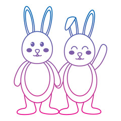Obraz na płótnie Canvas rabbit or bunny wink icon image vector illustration design blue to purple line