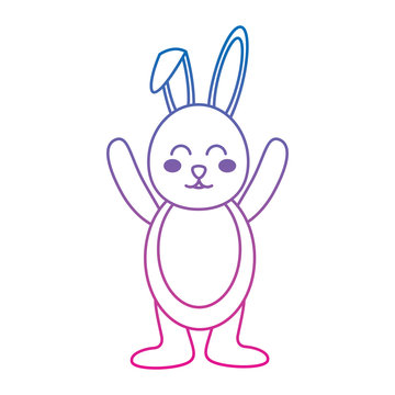 rabbit or bunny icon image vector illustration design  blue to purple line