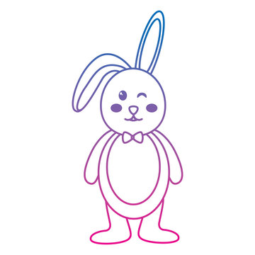 rabbit or bunny wink icon image vector illustration design  blue to purple line