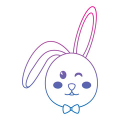 rabbit or bunny wink icon image vector illustration design  blue to purple line
