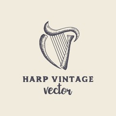 harp vintage vecto