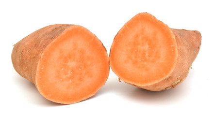 Sweet potatoes on white