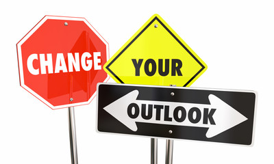 Change Your Outlook Road Signs New Attitude Approach 3d Illustration