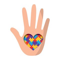puzzle pieces heart love with hand  icon image vector illustration design 