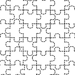 puzzle pieces icon image vector illustration design  black dotted line