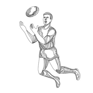 Aussie Rules Football Player Jumping Doodle