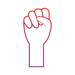 fist hand icon image vector illustration design  red to purple line