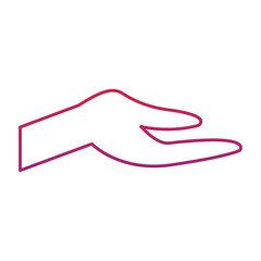 hand give receive sideview  icon image vector illustration design  red to purple line