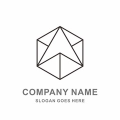 3D Geometric Hexagon Arrow Cube Box Architecture Interior Construction Business Company Stock Vector Logo Design Template