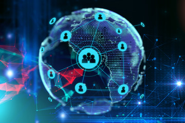 abstract illustration background with user icon and connecting dots and lines .